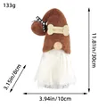 Handmade plush standing gnome with brown hat and white beard, size 30x10x8cm 133g - Brown Bone Gnome