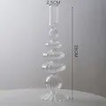 Bougeoir en verre strié transparent, 28 cm de haut, design géométrique artistique - Style Base Nervurée / Hauteur 28cm / Transparent