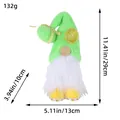 Green plush lemon gnome doll dimension diagram, 11.41-inch height tabletop ornament. - Bright Green Lemon Gnome