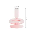 Élégant bougeoir et vase en verre rose translucide avec dimensions, hauteur 11 cm - Style Chandelier à Une Couche / Hauteur 11cm / Rose