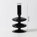 Bougeoir géométrique élégant en verre noir pour une décoration intérieure, 16,5 cm - Style Chandelier à Double Couche / Hauteur 16.5cm / Noir