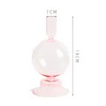 Bougeoir et vase à fleurs élégant en verre rose translucide, hauteur 18 cm, déco - Style Chandelier Sphérique / Hauteur 18cm / Rose
