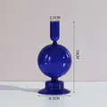 Élégant vase bougeoir en verre géométrique bleu de 18cm de haut pour la décoration - Forme sphérique / Hauteur 18cm / Calibre 2,5cm / Bleu saphir