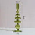 Bougeoir artistique en verre vert à plusieurs niveaux et vase décoratif de table, 28cm - Forme à Base Rayée / Hauteur 28cm / Calibre 2,5cm / Vert