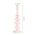 Bougeoir en verre rose empilé, 28 cm de haut, pour décoration de table - Forme à Base Rayée / Hauteur 28cm / Calibre 2,5cm / Rose