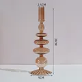Bougeoir moderne en verre ambré 28cm de hauteur avec sphères géométriques élégantes - Forme à Base Rayée / Hauteur 28cm / Calibre 2,5cm / Ambre