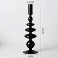 Bougeoir géométrique moderne en verre noir, décoration de table élégante et chic - Forme à Base Rayée / Hauteur 28cm / Calibre 2,5cm / Noir