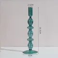 Chandelier élégant en verre à bulles bleu sarcelle, hauteur 26,5 cm, base 9 cm. - Chandelier à Double Anneau / Height 26.5cm / Bleu