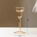 Bougeoir élégant en verre ambré, hauteur 14cm et base 7cm, pour décoration de table - Chandelier à Pied Haut / Hauteur 14cm / Champagne
