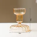 Bougeoir élégant en verre nervuré ambré, hauteur de 9 cm et largeur de base de 8 cm - Style à deux sections / Hauteur 9cm / Champagne