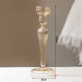 Bougeoir en verre cannelé ambré de 23cm pour décoration intérieure - Style en forme de poire / Hauteur 23CM / Champagne