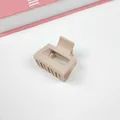 High-quality medium matte nude coffee hair claw clip with minimalist rectangular cutout design - Cube Style / Khaki