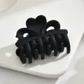 Elegant matte black heart-shaped hair claw clip for women's medium hair styling - Heart Style / Black
