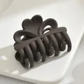 Matte coffee brown heart-shaped medium hair claw clip for elegant hairstyles - Heart Style / Dark Coffee