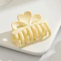 Cream yellow matte heart hair claw clip for elegant hairstyles and daily hair styling - Heart Style / White