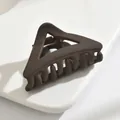 Elegant medium matte coffee brown hair claw clip with a triangular cutout design - A-Triangle / Dark Coffee