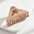 Matte milk coffee triangular hair claw clip with firm grip for half-up hairstyles - A-Triangle / Khaki
