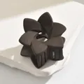 Matte dark brown flower hair claw clip for half-up hairstyles, durable and elegant design - Hollow Six-Petal Flower / Dark Coffee