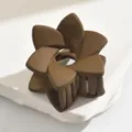 Elegant matte milk coffee brown flower-shaped hair claw clip for stylish women - Hollow Six-Petal Flower / Light Coffee