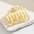 Matte cream medium hair claw clip classic minimalist design for elegant hair styling - Square Cat Eye Style / White