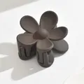 Matte milk coffee flower hair claw clip for elegant half-tie hair styles - Sunflower Style / Dark Coffee
