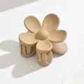 Elegant matte beige flower-shaped hair claw clip for versatile and stylish half-up hairstyles - Sunflower Style / Khaki