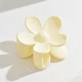 Elegant cream yellow matte flower hair claw clip for stylish half-up hairstyles for women - Sunflower Style / White