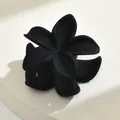 Elegant matte black plumeria flower hair claw clip for women stylish hair accessories - Frangipani Style / Black