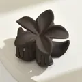 Elegant matte coffee brown plumeria flower hair claw clip for women's half-up hairstyles - Frangipani Style / Dark Coffee
