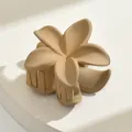Elegant matte beige flower hair claw clip for women featuring a medium sized design - Frangipani Style / Khaki