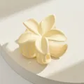 Elegant matte cream plumeria flower hair claw clip for women's stylish half-up hairstyles - Frangipani Style / White