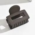 Matte coffee brown rectangular medium hair claw clip for women elegant hairstyling - Round Handle Square / Dark Coffee