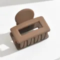 Medium-sized matte hair claw clip in elegant coffee brown finish for half-up hairstyles - Round Handle Square / Light Coffee