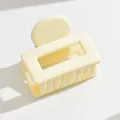 Medium square matte hair claw clip in cream for women's elegant half-up hairstyles - Round Handle Square / White