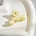 Elegant matte cream bow-shaped hair claw clip for women's stylish half-tie hairstyles - Streamer Style / White