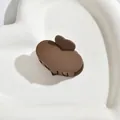 Elegant matte coffee-colored heart-shaped hair claw clip for modern hairstyles - Heart Style / Light Coffee