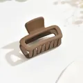 Medium matte coffee brown hair claw clip for women's half-up styles - 4cm Square Style / Light Coffee