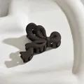 Elegant matte brown bow-shaped hair claw clip for women stylish half-up hairstyles - Streamer Style / Dark Coffee