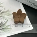 Matte coffee brown flower shaped hair claw clip for elegant women's half-up hairstyles - Five-Petal Flower / Light Coffee