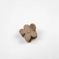 Matte flower hair claw clip in milk coffee brown color for half-up hairstyles, medium size. - Flower Style / Light Coffee