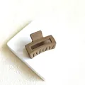 Elegant matte milk coffee medium hair claw clip with a minimalist rectangular hollow design. - Cube Style / Light Coffee