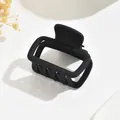 Elegant matte black hair claw clip for medium-thick hair in classic rectangular design - Cube Style / 5cm / Black