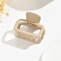 Elegant medium matte beige hair claw clip perfect for half-up hairstyles for women - Cube Style / 5cm / Khaki