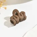 Elegant matte coffee brown wave-shaped hair claw clip for women's stylish half-up hairstyles - Wave Style / M / Light Coffee