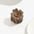 Matte brown heart-shaped flower hair claw clip for elegant half-up hairstyles and buns - Flower Style / Light Coffee
