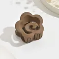 Elegant medium matte milk coffee brown flower shaped hair claw clip for elegant half-up hair styles - 5cm Flower Style / Light Coffee