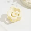 Medium matte cream yellow flower hair claw clip with spiral center design for women - 5cm Flower Style / White