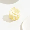 Medium size cream yellow matte flower hair claw clip elegant accessory for half-up hair styles - Flower Style / White