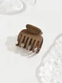 Classic medium matte brown hair claw clip for elegant half-up hairstyles in coffee color - Double-Row Teeth Style / Light Coffee