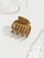 Matte milk coffee brown hair claw clip in a medium classic design - Double-Row Teeth Style / Yellow Coffee